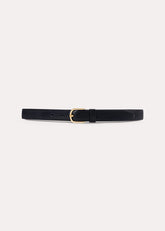 Slim leather trouser belt black