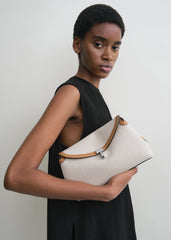 T-lock canvas clutch ecru/tan