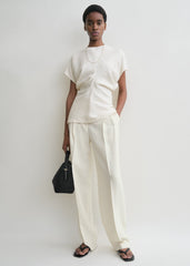 Slouch waist crinkled top cream