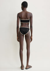Stripe edge strapless bikini top black