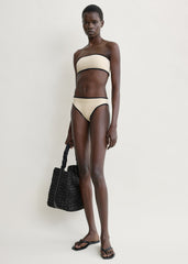 Stripe edge strapless bikini top light hay