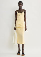 Draped slip dress buttercup