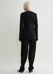 Collarless cinched jacket black