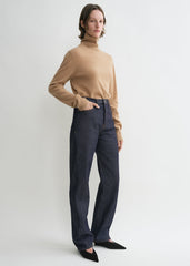 Twisted seam denim full length raw blue