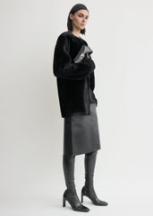 Mini T-lock naplack clutch black