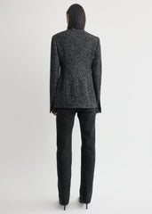 Collarless cinched jacket black/white