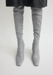 Nappa over-the-knee boots light grey