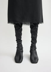 Satin knee-high boots black
