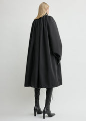 Gathered parachute coat black