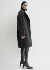 Collarless felt coat charcoal