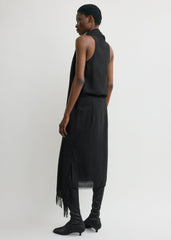 Fringed scarf dress black