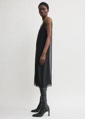 Chiffon slip dress black