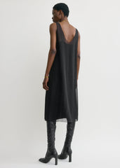 Chiffon slip dress black