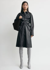 Leather slouch shirtdress navy