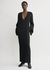 Bell-sleeve dress black