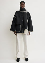 Embroidered scarf jacket dark grey mélange