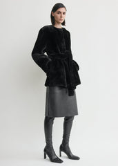 Plush shearling jacket black