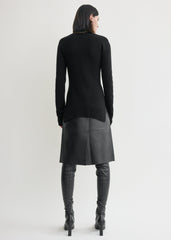 High-neck double knit black