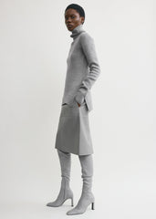 High-neck double knit pale grey
