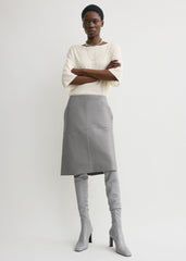 Paneled leather skirt grey