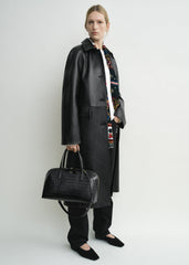 Medium croco-embossed day tote black