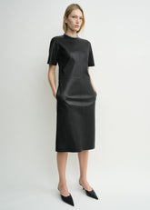 Leather tee dress black