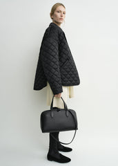 Collared quilted jacket black petite