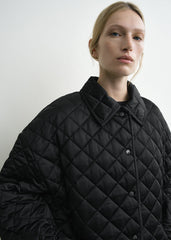 Collared quilted jacket black petite