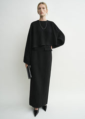 Cropped sablé blouse black petite