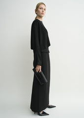 Cropped sablé blouse black petite