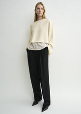 Cropped sablé blouse macadamia petite