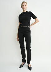 Low-waist slim evening trousers black