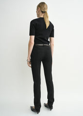 Low-waist slim evening trousers black petite