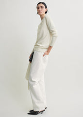 Fine crew knit ecru