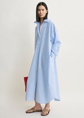Striped shirtdress pale blue/red petite