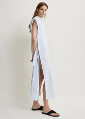 Striped tie-sleeve dress blue/white