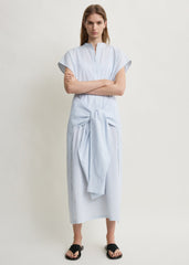 Striped tie-sleeve dress blue/white