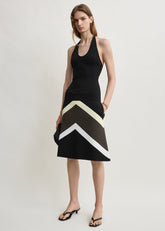 Chevron stripe skirt black/green