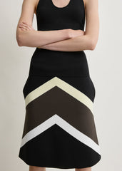 Chevron stripe skirt black/green