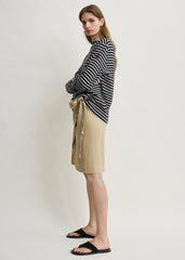 Stripe jersey long-sleeve tee black/white