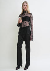 Floral tulle blouse black
