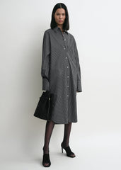 Striped kimono-sleeve shirtdress black/white