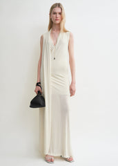 Overlapped scarf dress ecru