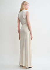 Overlapped scarf dress ecru