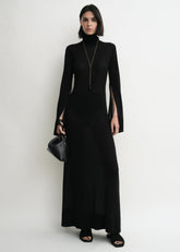 Slit sleeve knit dress black