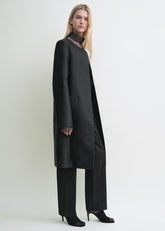 Collarless coat black