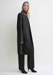 Collarless coat black