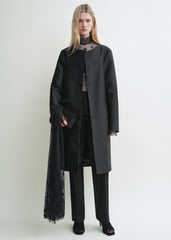 Collarless coat black
