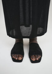 Velour-leather bandeau slides black