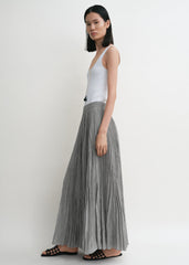Crinkled plissé skirt pale grey